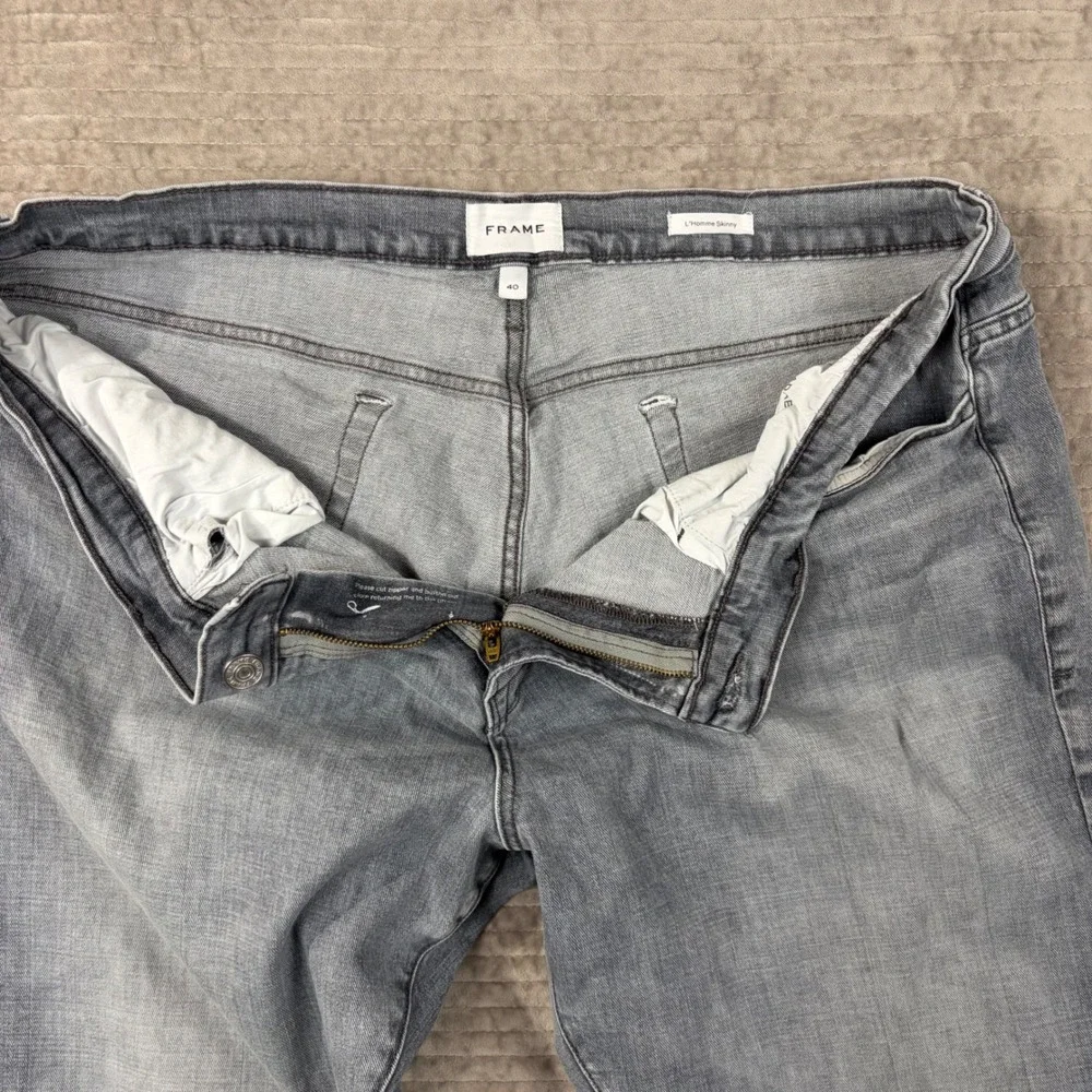 FRAME L'Homme Skinny Jeans Mens 40 Gray Faded‎ Slim Fit Denim Pants